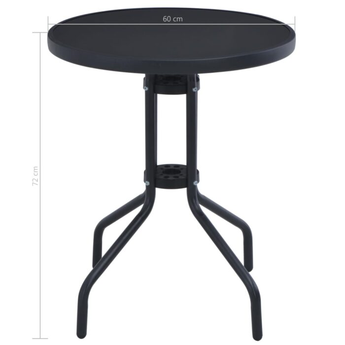 Table de jardin Noir 60 cm Acier et verre – Image 3