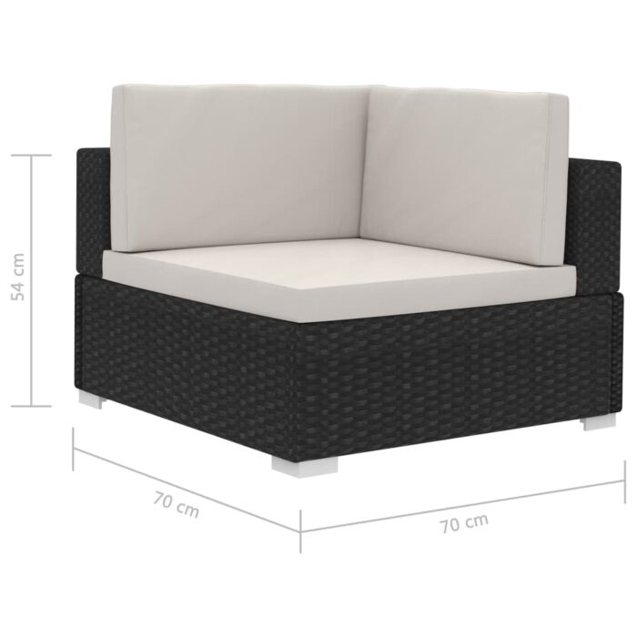 Salon de jardin 4 pcs avec coussins résine tressée noir – Image 8