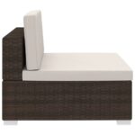 Salon de jardin 4 pcs avec coussins résine tressée marron – Image 6