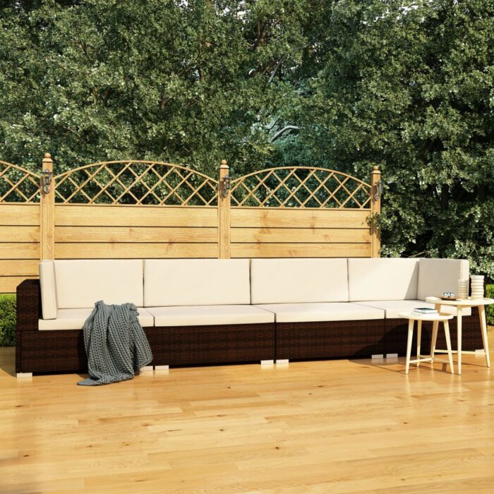 VXL8719883759289_m_en_hd_1.jpg Salon de jardin 4 pcs avec coussins résine tressée marron – Image 1