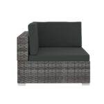 Salon de jardin 4 pcs avec coussins résine tressée gris – Image 3
