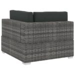 Salon de jardin 4 pcs avec coussins résine tressée gris – Image 4