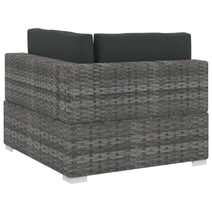 Salon de jardin 4 pcs avec coussins résine tressée gris – Image 4