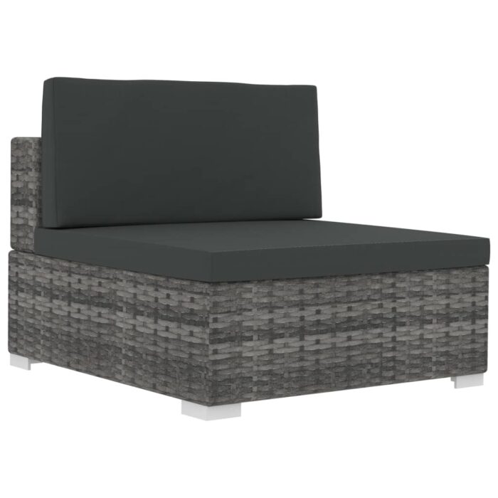 Salon de jardin 4 pcs avec coussins résine tressée gris – Image 5
