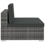 Salon de jardin 4 pcs avec coussins résine tressée gris – Image 6