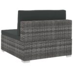 Salon de jardin 4 pcs avec coussins résine tressée gris – Image 7