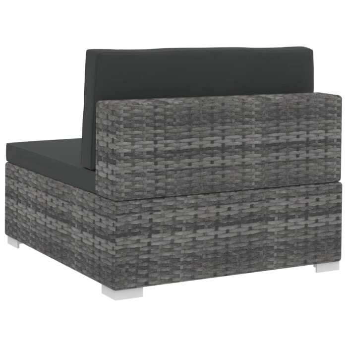 Salon de jardin 4 pcs avec coussins résine tressée gris – Image 7