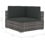 Salon de jardin 4 pcs avec coussins résine tressée gris – Image 8