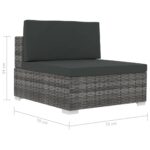 Salon de jardin 4 pcs avec coussins résine tressée gris – Image 9