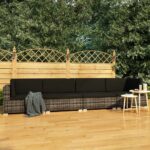 Salon de jardin 4 pcs avec coussins résine tressée gris