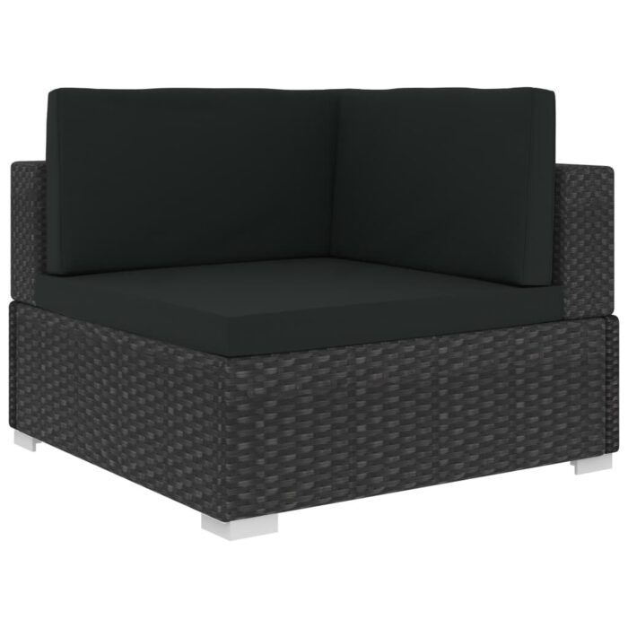 Salon de jardin 4 pcs avec coussins résine tressée noir – Image 2