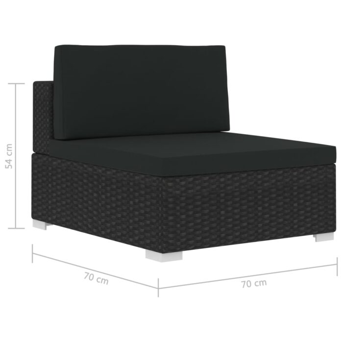 Salon de jardin 4 pcs avec coussins résine tressée noir – Image 9
