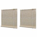 Stores à rouleau Bambou naturel 2 pcs 120x160 cm