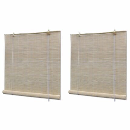 Stores à rouleau Bambou naturel 2 pcs 120x160 cm