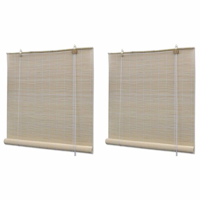 Stores à rouleau Bambou naturel 2 pcs 120x160 cm – Image 1