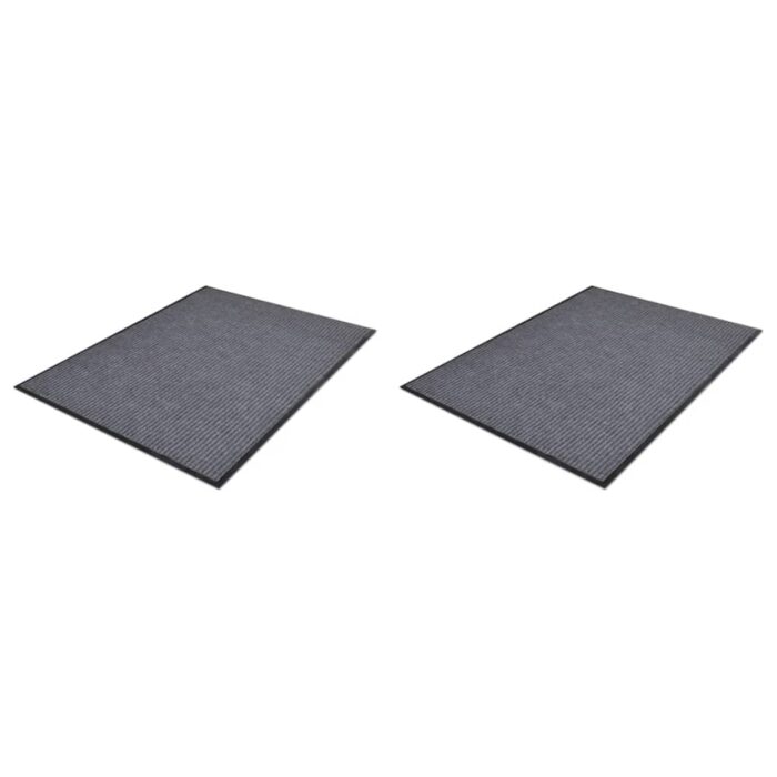 Paillassons 2 pcs PVC Gris 90x60 cm – Image 1