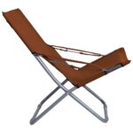 Chaises pliables de plage lot de 2 Tissu Marron – Image 3