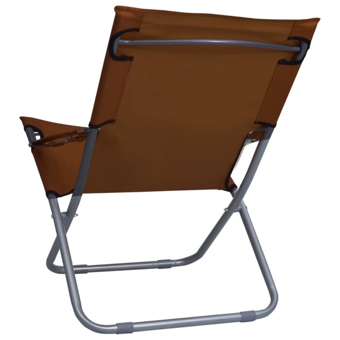 Chaises pliables de plage lot de 2 Tissu Marron – Image 4