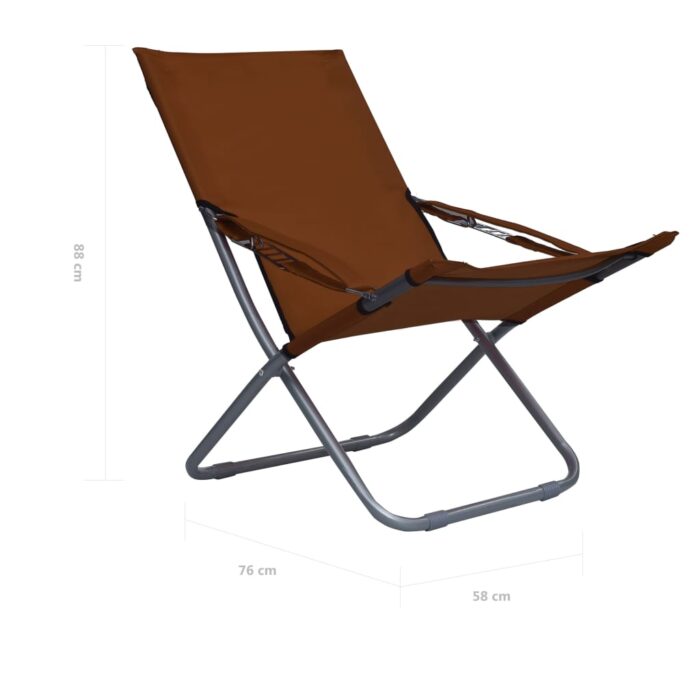 Chaises pliables de plage lot de 2 Tissu Marron – Image 7