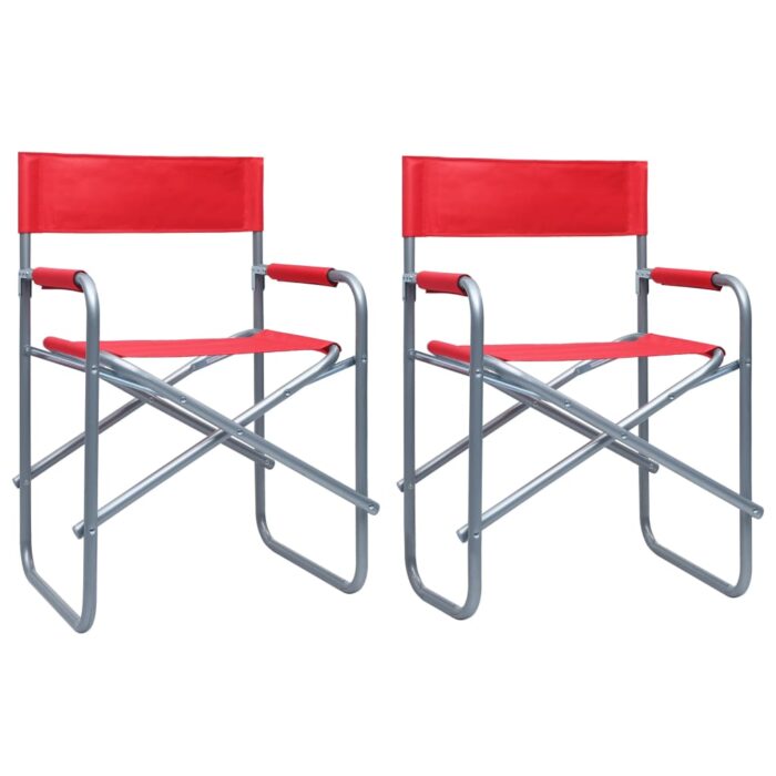 Chaises de metteur en scène lot de 2 Acier Rouge – Image 1