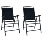 Chaises de jardin pliables lot de 2 Textilène Noir