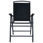 Chaises de jardin pliables lot de 2 Textilène Noir – Image 2