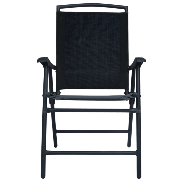 Chaises de jardin pliables lot de 2 Textilène Noir – Image 2