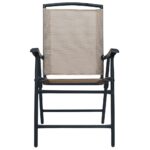 Chaises de jardin pliables lot de 2 Textilène Taupe – Image 2