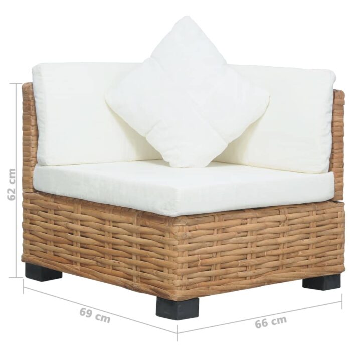 Canapé d'angle avec coussins Rotin naturel – Image 6