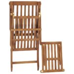 Chaise longue avec coussin Gris foncé Bois de teck solide – Image 5