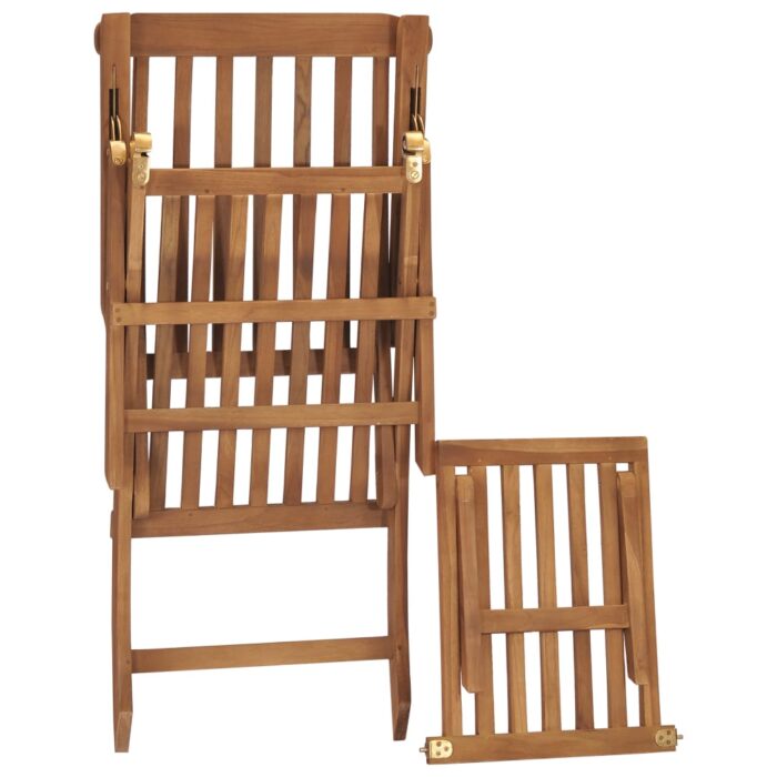 Chaise longue avec coussin Gris foncé Bois de teck solide – Image 5
