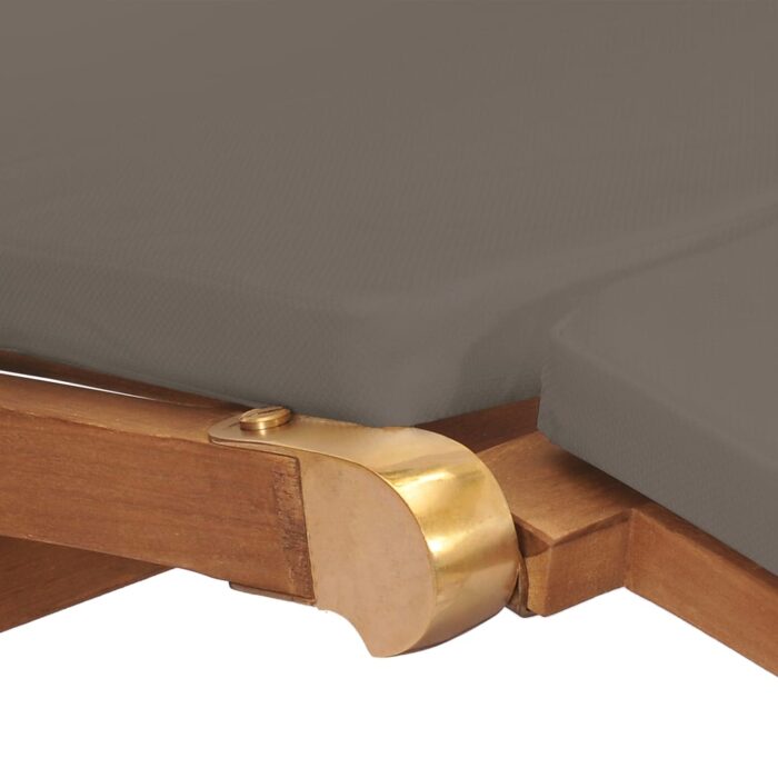 Chaise longue avec coussin Gris foncé Bois de teck solide – Image 6