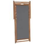 Chaise de plage pliable Bois de teck solide Gris – Image 4