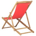 Chaise de plage pliable Bois de teck solide rouge – Image 3