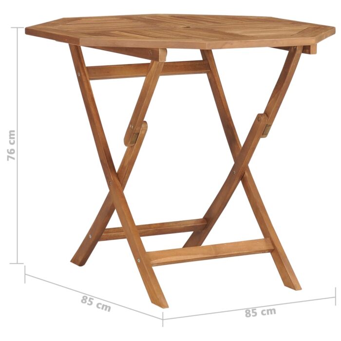 Table pliable de jardin 85x85x76 cm Bois de teck solide – Image 4