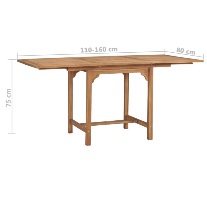Table extensible de jardin (110-160)x80x75 cm Teck solide – Image 8