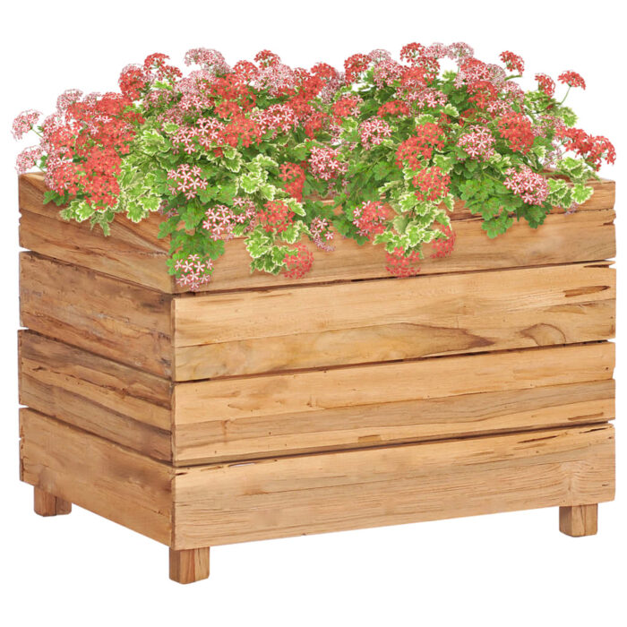 Lit surélevé 50x40x38 cm Bois massif de teck et acier – Image 1