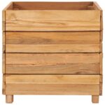 Lit surélevé 50x40x38 cm Bois massif de teck et acier – Image 3