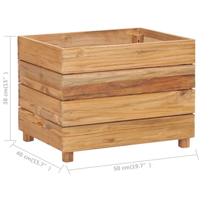 Lit surélevé 50x40x38 cm Bois massif de teck et acier – Image 8