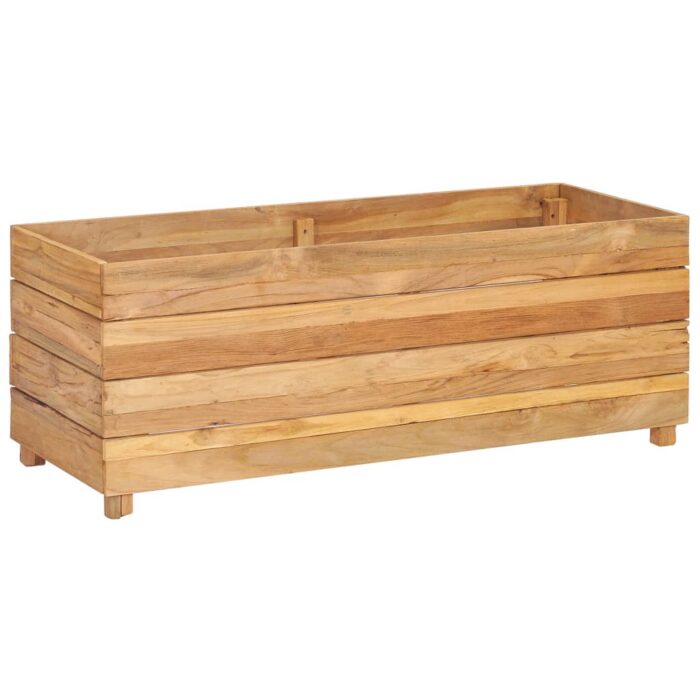 Lit surélevé 100x40x38 cm Bois massif de teck et acier – Image 11