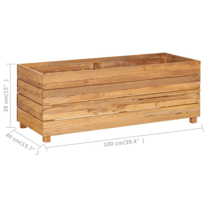 Lit surélevé 100x40x38 cm Bois massif de teck et acier – Image 8