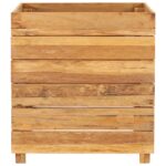 Lit surélevé 50x40x55 cm bois de teck recyclé et acier – Image 2