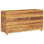 Lit surélevé 100x40x55 cm bois de teck recyclé et acier – Image 10