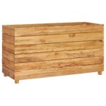 Lit surélevé 100x40x55 cm bois de teck recyclé et acier – Image 11
