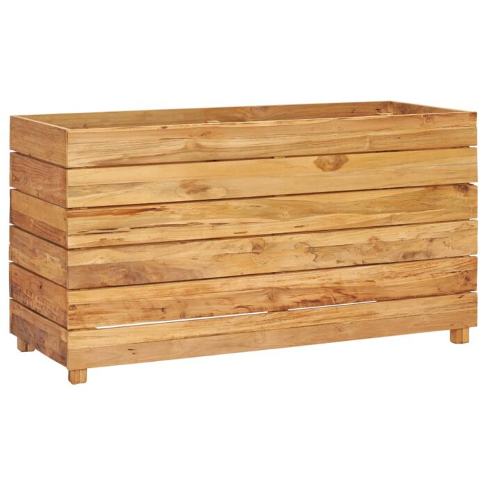 Lit surélevé 100x40x55 cm bois de teck recyclé et acier – Image 11