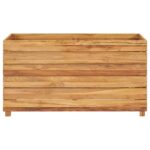 Lit surélevé 100x40x55 cm bois de teck recyclé et acier – Image 2