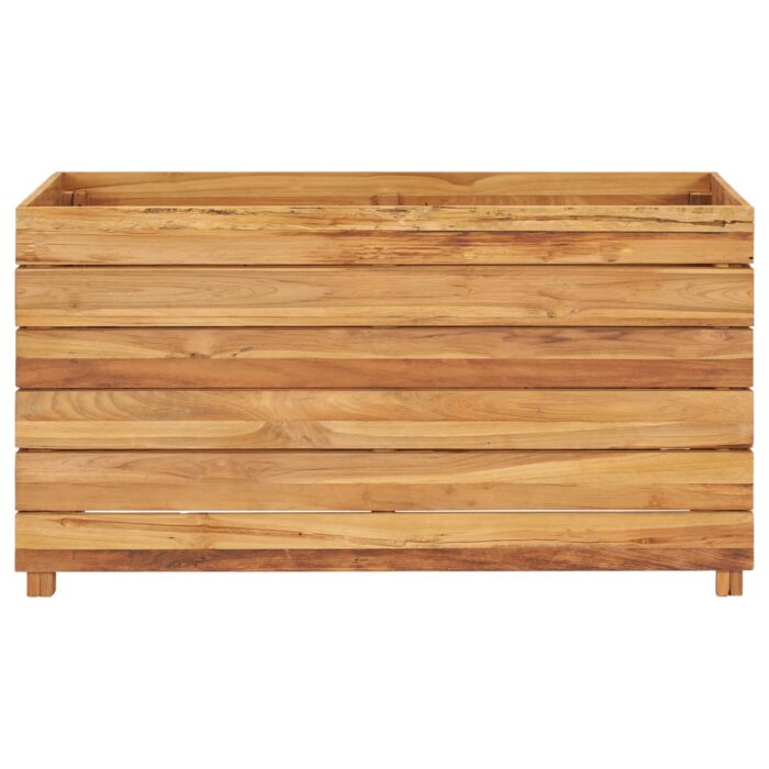 Lit surélevé 100x40x55 cm bois de teck recyclé et acier – Image 2