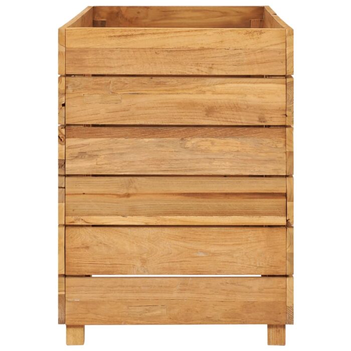 Lit surélevé 100x40x55 cm bois de teck recyclé et acier – Image 3