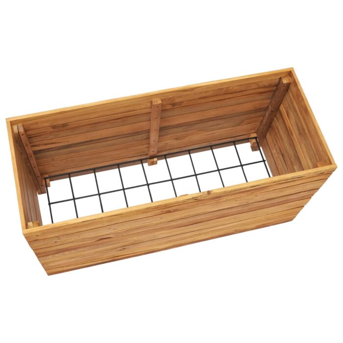 Lit surélevé 100x40x55 cm bois de teck recyclé et acier – Image 4