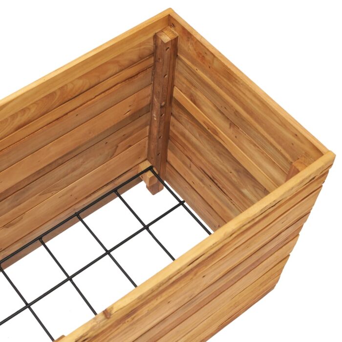 Lit surélevé 100x40x55 cm bois de teck recyclé et acier – Image 5